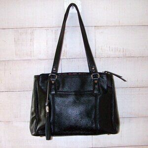 Tiganello Black Leather Shoulder Bag with Matching Key Fob